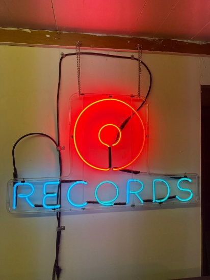 Records Neon Light Basement