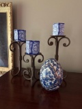 Blue and White Candle holders and decor Egg FR