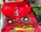 Ertl international farm accessory & Ertl red pressed steel gravity feed wagon trailer