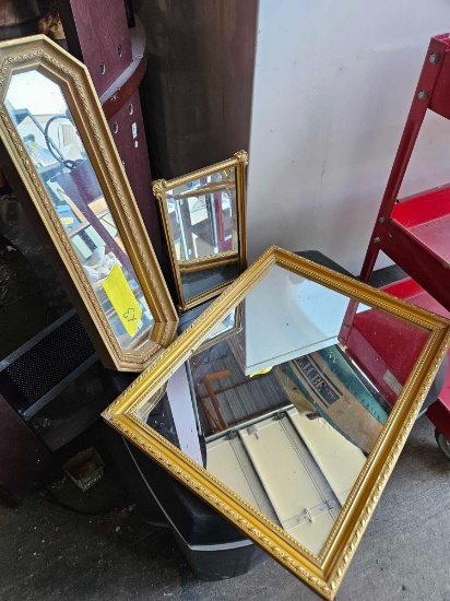3 small framed mirrors