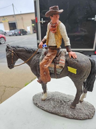 17 inch tall composite man on horse