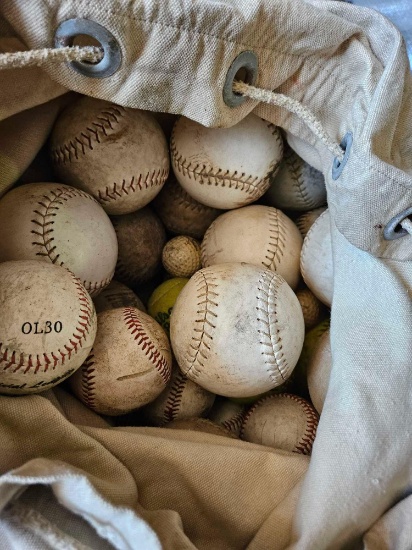 Bag of baseballs,softballs,and more