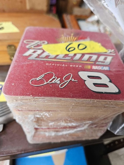 Budweiser racing drink.Coasters