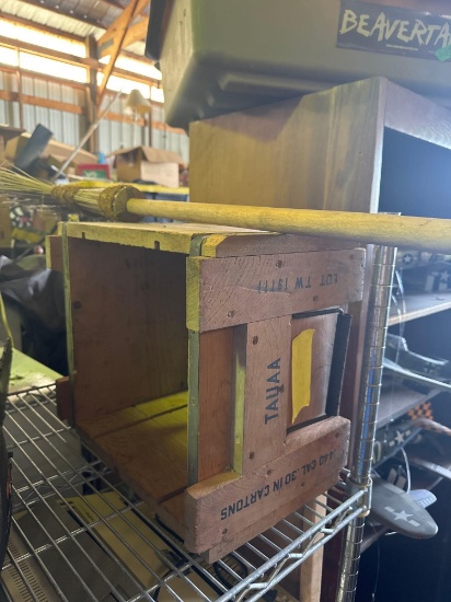 Broom and wooden Crate