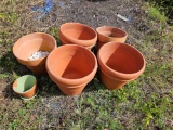 6 clay potting pots