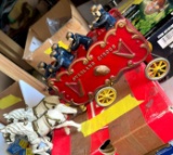 Kenton cast iron overland circus band horse drawn toy wagon