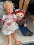vintage raggedy Andy doll/Mommy is Having a Baby tyco doll