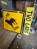 2 metal lab signs