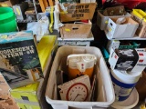 Miscellaneous lot,lantern,bird clock,punch,cooler and more