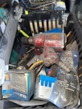 Assorted tools drill/wrench/sand paper/wire connectors