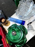crystal glassware/bottom of ceramic Christmas tree