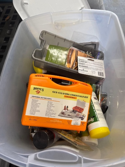 Tote Of Gun Cleaning Supplies