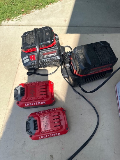 Craftsman battery chargers with 4- batteries 20 volt