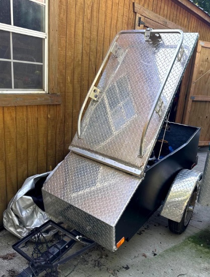 Motorcycle Trailer 29x60in 104 in From Hitch to back Has Some Damage to Fender and side