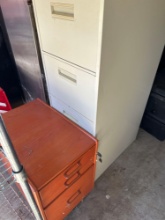 2- file cabinets one wood/metal both have keys