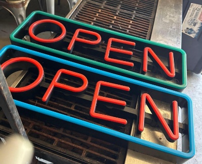 2- OPEN signs, no power cords