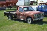 ’84 Ford, F250 Pickup, 4WD, 8’ Steel Flatbed, Hydraulics