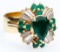 14k Gold, Emerald and Diamond Ring