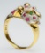 18k Gold, Emerald, Ruby and Diamond Leopard Ring