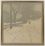 (Attributed to) Carl Moll (Austrian, 1861-1945) 'Highway in Vienna' Woodcut Print