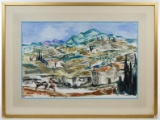 Valentine Prax (German / French, 1899-1981) 'Mountain Farms, Algiers' Oil on Paper