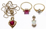 10k Gold, Opal and Semi-Precious Gemstone Jewelry Assortment