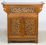 Asian Carved Front Liquor Cabinet