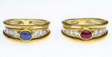 18k Gold, Sapphire, Ruby and Diamond Stacking Rings