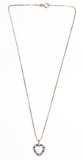 14k Gold, Spinel and Diamond Pendant on Necklace