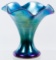 Steuben Glass Blue Aurene Ruffled Vase