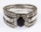 14k White Gold, Sapphire and Diamond Ring