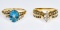 14k Gold, Blue Topaz and Diamond Rings