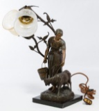 German Cast Metal Figural Table Lamp