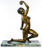 (After) Affortunato Gory (Italian, 1895-1925) 'Nude with Ball' Bronze Statue