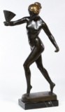 Otto Schmidt Hofer (German, 1873-1925) 'Dancer with Fan' Bronze Statue