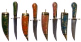 Painted Lacquer, Brass and Iron Dagger Assortment