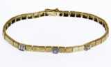 14k Gold, Blue Topaz and Diamond Bracelet