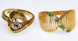 14k Gold, Emerald and Diamond Rings