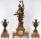Bardet-Chasseray Le Mans Marble and Spelter Art Noveau Garniture Set