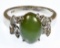 18k White Gold, Jadeite Jade and Diamond Ring