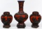 Carved Lacquerware Style Vase and Ginger Jar Assortment