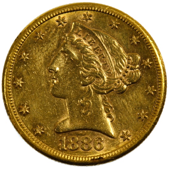 1886-S $5 Gold AU Details