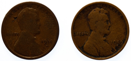 1909-S and 1914-D 1c VG/G Details