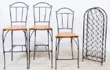 Wrought Iron and Pine Bar Stools
