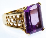 Stuller 14k Gold, Amethyst and Diamond Ring