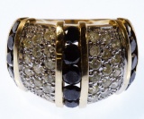 14k Gold, Black and White Diamond Ring