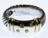 David Yurman 14k Gold, Sterling Silver and Diamond Ring