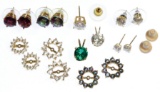 14k Gold and Gemstone Pierced Earring and Jacket Assortment