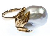 14k Gold and Pearl Ring