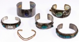 Native American Signed Sterling Silver Cuff Bracelets